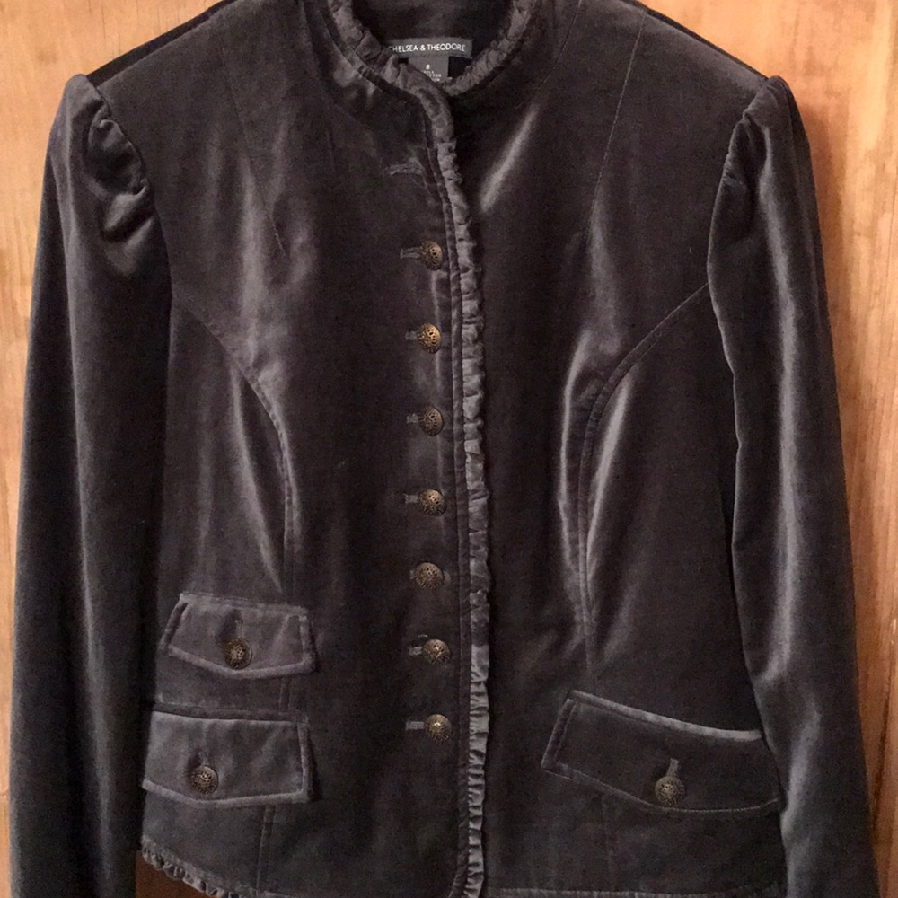 Gorgeous velvet jacket smoke gray vtg fall look